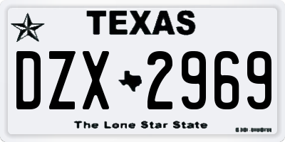 TX license plate DZX2969