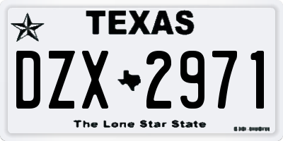 TX license plate DZX2971
