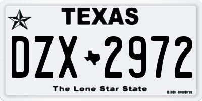 TX license plate DZX2972