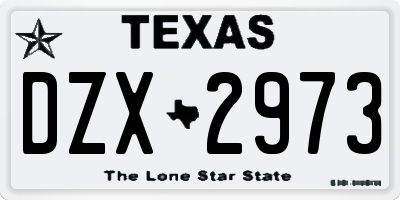 TX license plate DZX2973
