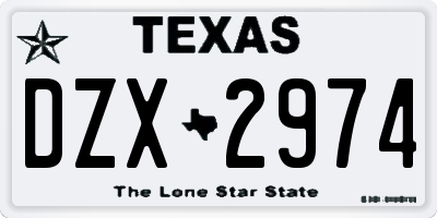 TX license plate DZX2974