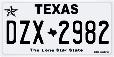 TX license plate DZX2982