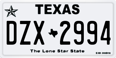 TX license plate DZX2994