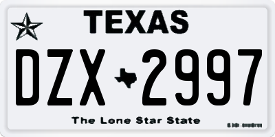TX license plate DZX2997
