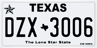 TX license plate DZX3006