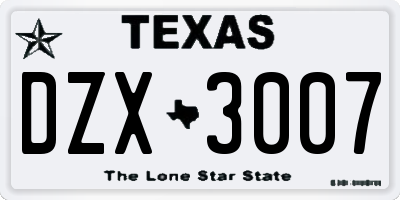 TX license plate DZX3007