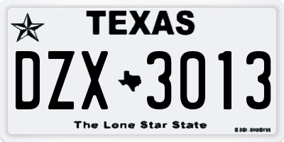 TX license plate DZX3013