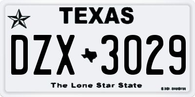 TX license plate DZX3029