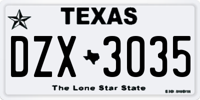 TX license plate DZX3035