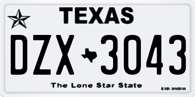 TX license plate DZX3043