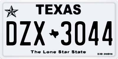 TX license plate DZX3044