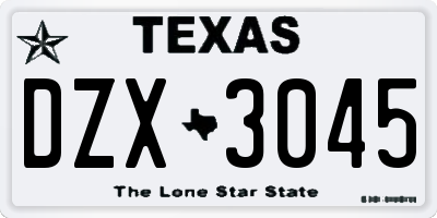 TX license plate DZX3045