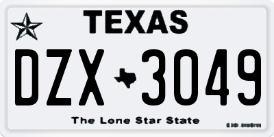 TX license plate DZX3049
