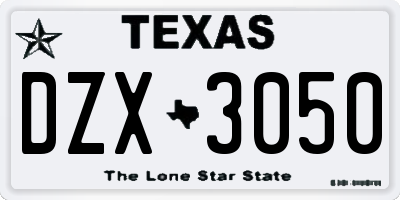 TX license plate DZX3050