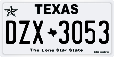 TX license plate DZX3053