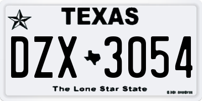 TX license plate DZX3054