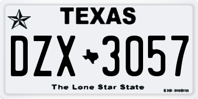 TX license plate DZX3057