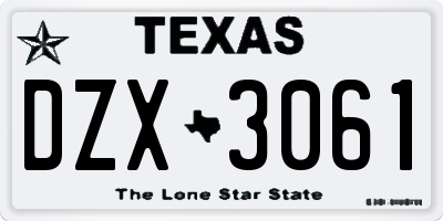 TX license plate DZX3061