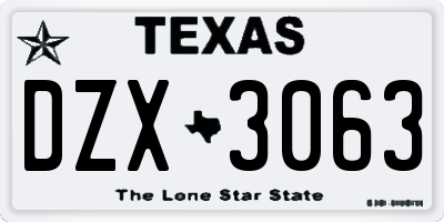 TX license plate DZX3063