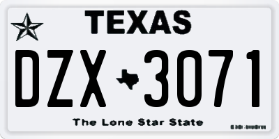 TX license plate DZX3071