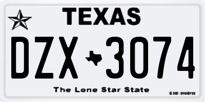 TX license plate DZX3074