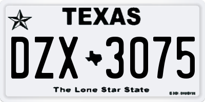 TX license plate DZX3075