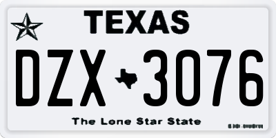 TX license plate DZX3076