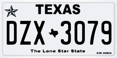 TX license plate DZX3079
