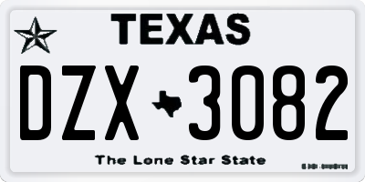 TX license plate DZX3082
