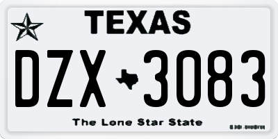 TX license plate DZX3083