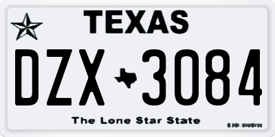 TX license plate DZX3084