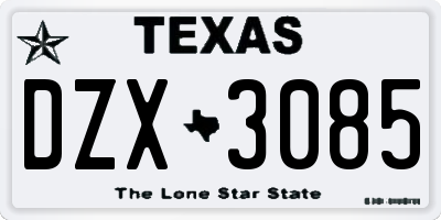 TX license plate DZX3085