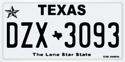 TX license plate DZX3093