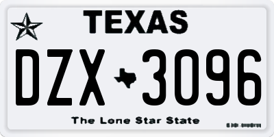 TX license plate DZX3096