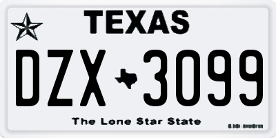 TX license plate DZX3099