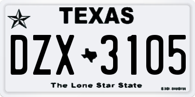 TX license plate DZX3105
