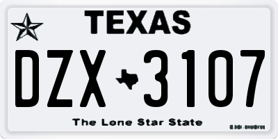 TX license plate DZX3107