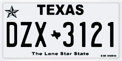 TX license plate DZX3121