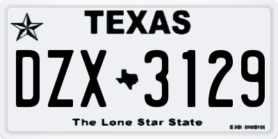 TX license plate DZX3129