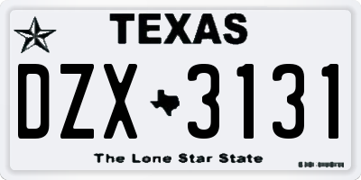 TX license plate DZX3131