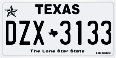TX license plate DZX3133