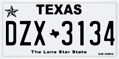 TX license plate DZX3134