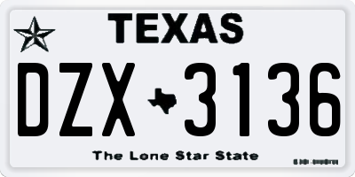 TX license plate DZX3136