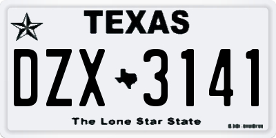TX license plate DZX3141