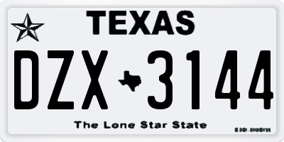 TX license plate DZX3144