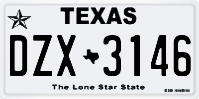 TX license plate DZX3146