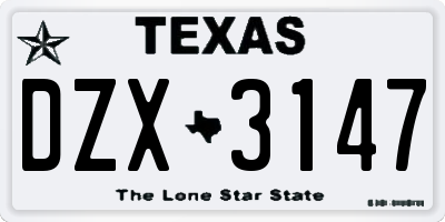 TX license plate DZX3147