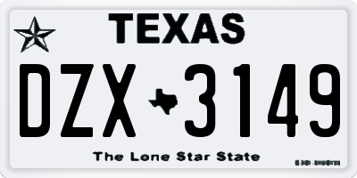 TX license plate DZX3149