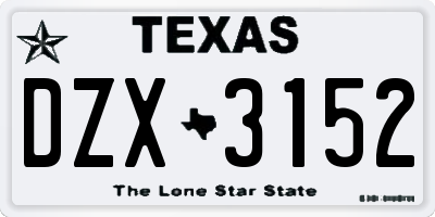 TX license plate DZX3152