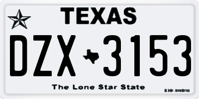 TX license plate DZX3153